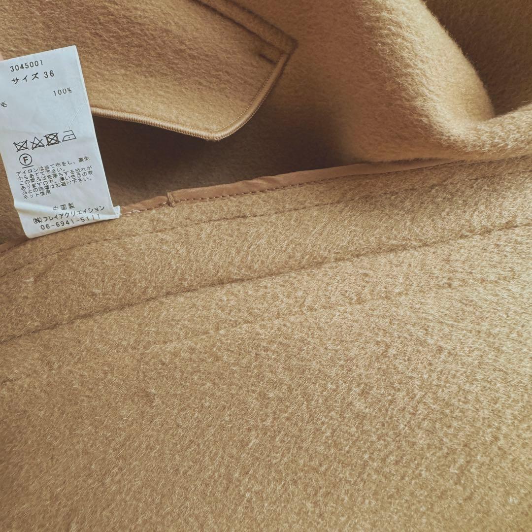 【高島屋購入品】Vaneum クロークフーディポンチョコート　キャメル　ウール