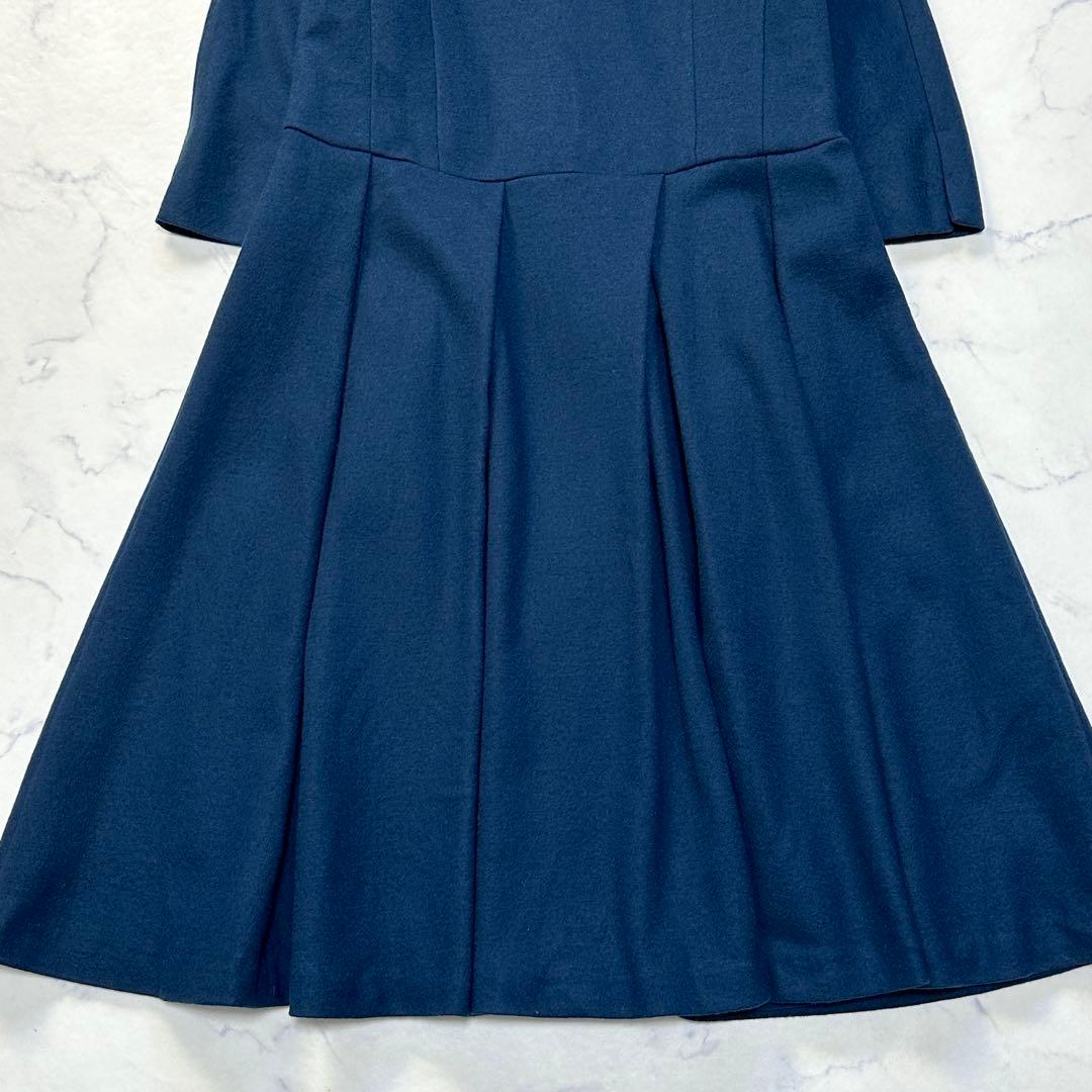 ダーマコレクション 圧縮ウール タックフレア 七分袖ワンピース　13AR