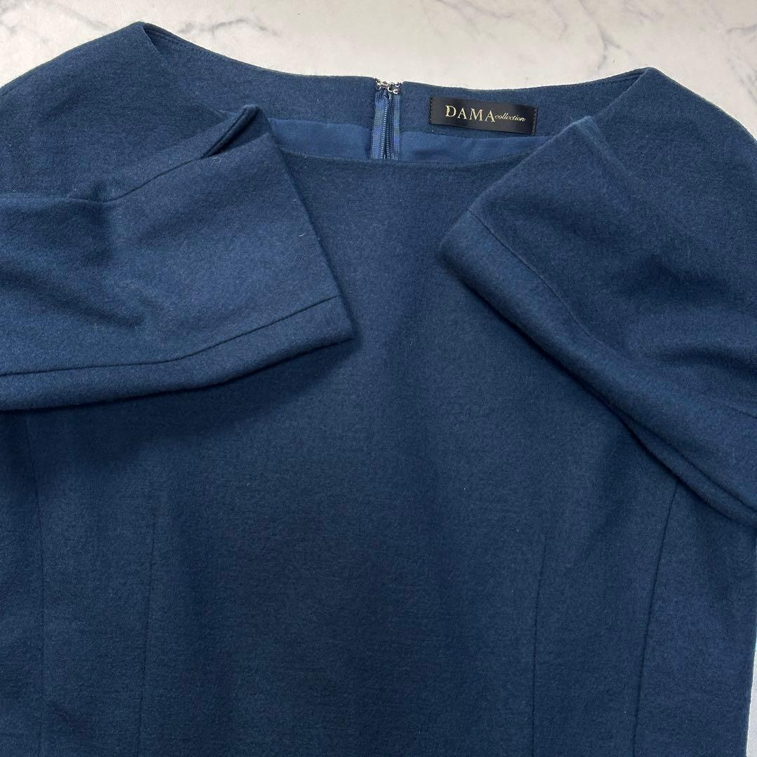 ダーマコレクション 圧縮ウール タックフレア 七分袖ワンピース　13AR