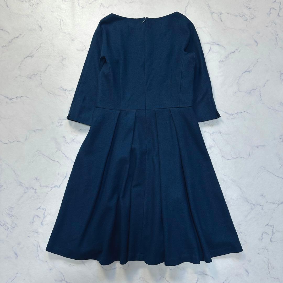 ダーマコレクション 圧縮ウール タックフレア 七分袖ワンピース　13AR