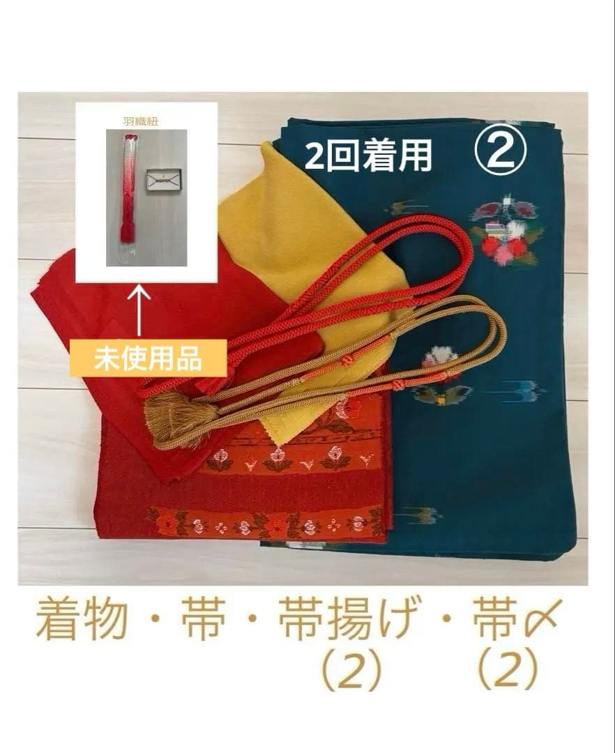 付下げ訪問着とウールのアンサンブル2着セット①②③長襦袢・小物付き。