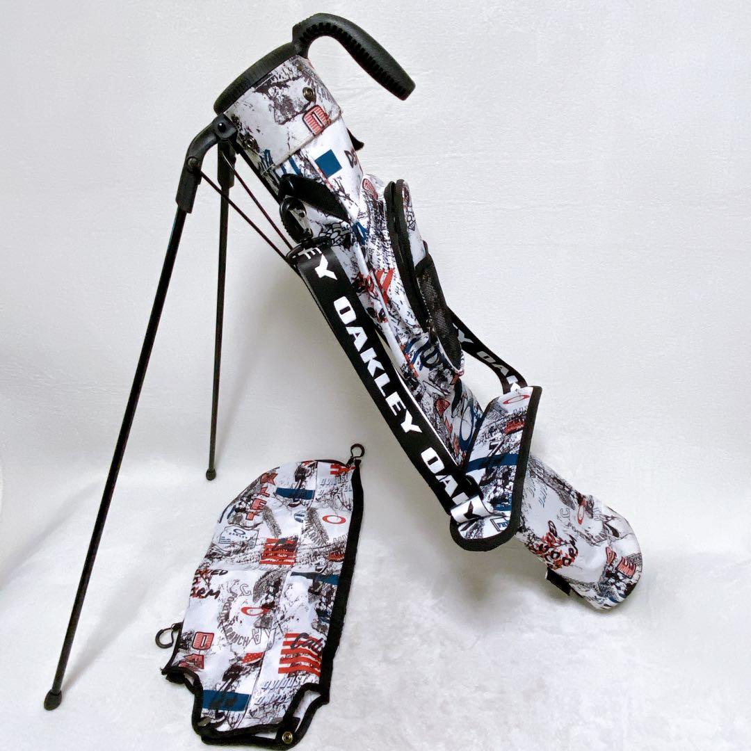 希少　オークリー　スタンド式クラブケース　総柄　白　セルフスタンドクラブケース