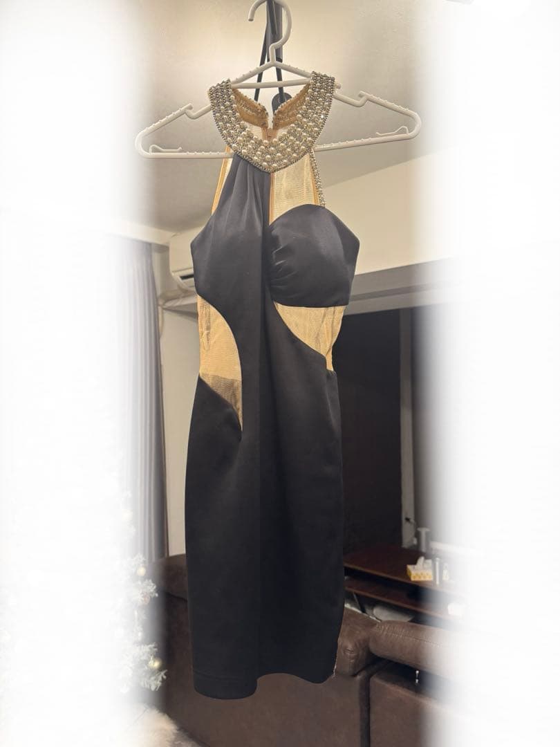 AR ANGELR ビジュー付きハイネックミニドレス