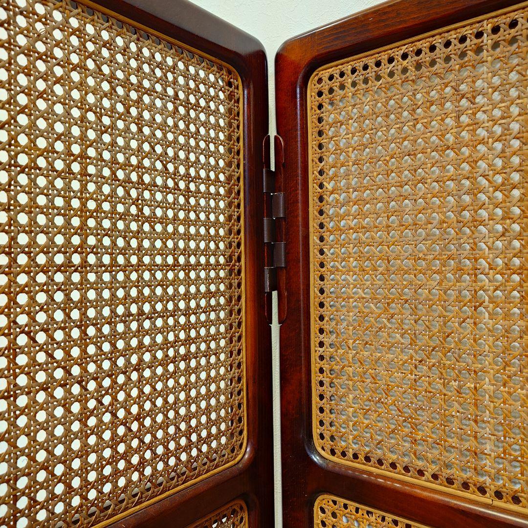 カリモク家具　オールドカリモク　ラタン製のパーテーション