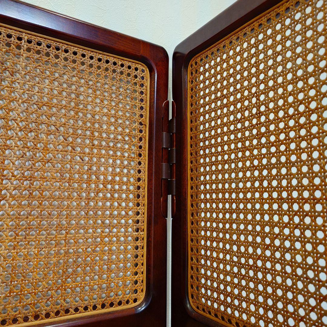 カリモク家具　オールドカリモク　ラタン製のパーテーション