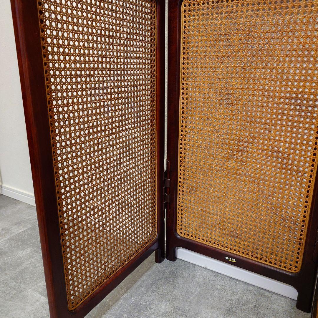 カリモク家具　オールドカリモク　ラタン製のパーテーション