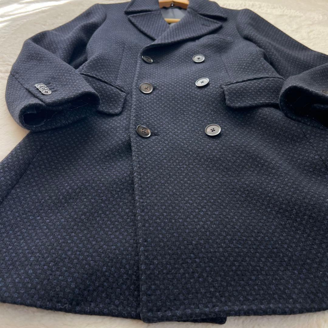 【美品】ユニバーサルランゲージ カノニコ ダブルチェスターコートS バーズアイ