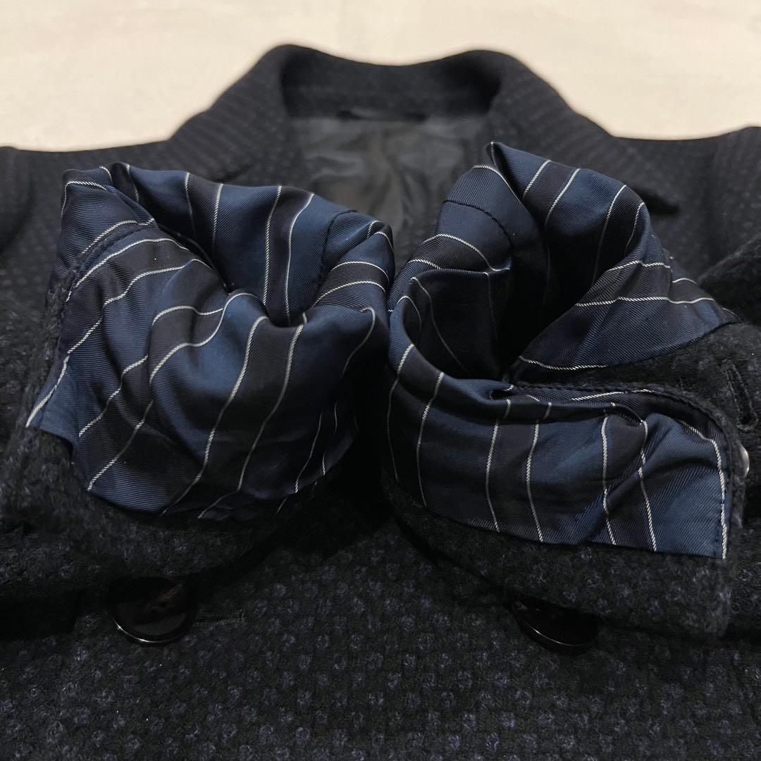 【美品】ユニバーサルランゲージ カノニコ ダブルチェスターコートS バーズアイ