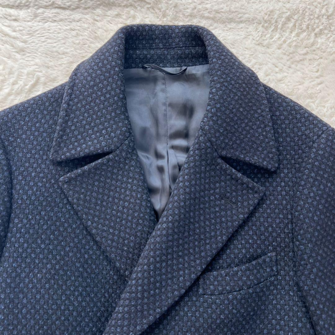 【美品】ユニバーサルランゲージ カノニコ ダブルチェスターコートS バーズアイ