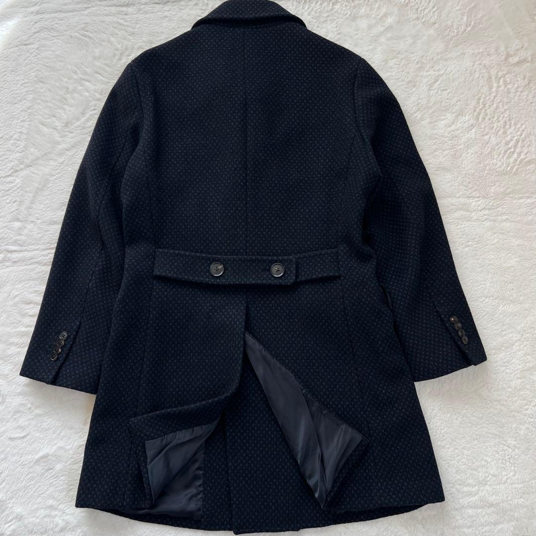 【美品】ユニバーサルランゲージ カノニコ ダブルチェスターコートS バーズアイ