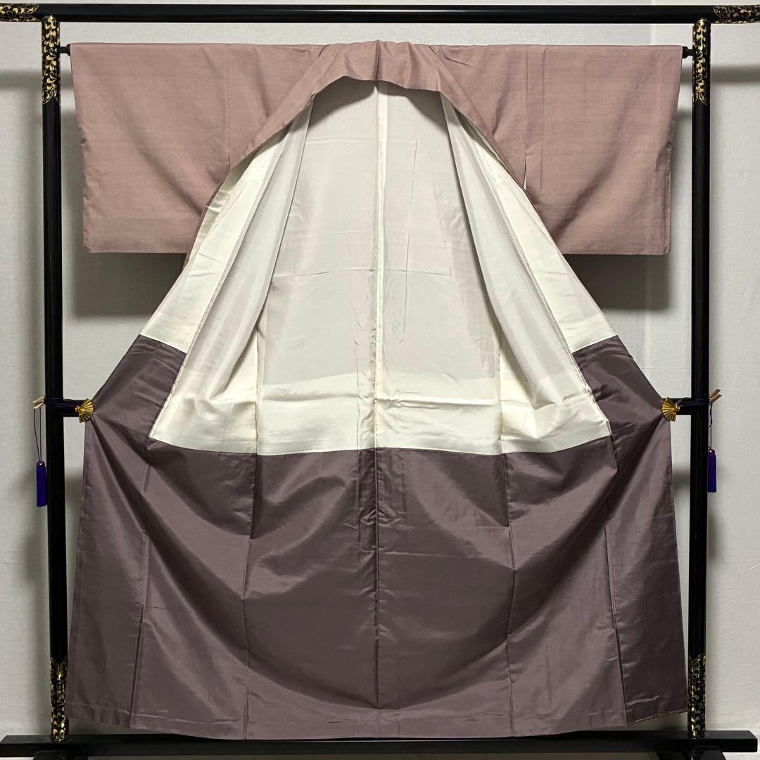 D149 本場結城紬　色無地　正絹　着物　袷　極美品