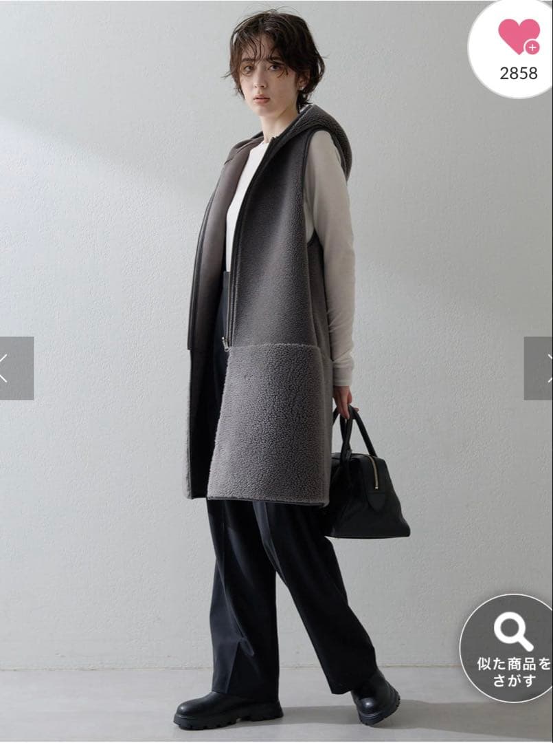 新品タグ付Whim Gazette 【THE PAUSE】ボアフードロングジレ