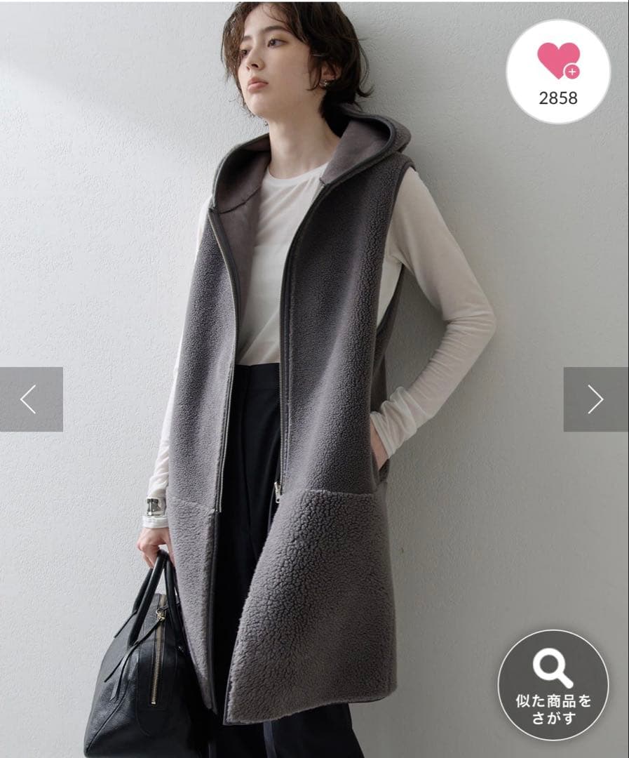 新品タグ付Whim Gazette 【THE PAUSE】ボアフードロングジレ