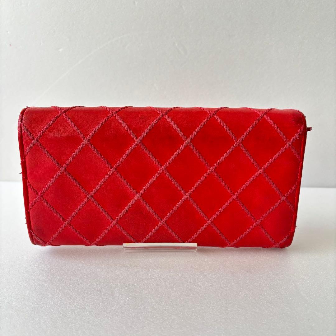 シャネル A80142 ウォレット　ココマーク　レザー赤　レッド　長財布 19番