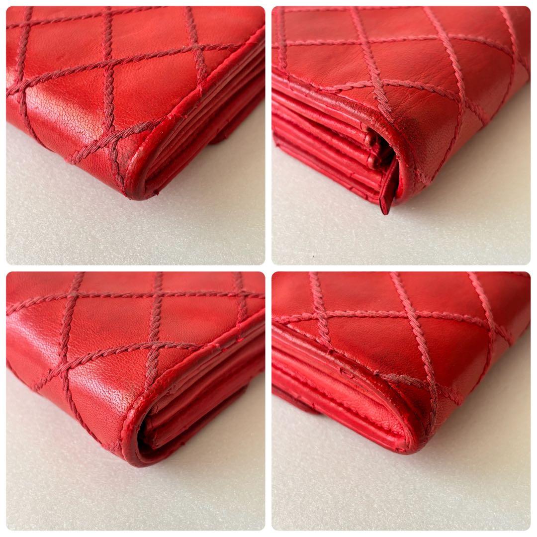 シャネル A80142 ウォレット　ココマーク　レザー赤　レッド　長財布 19番