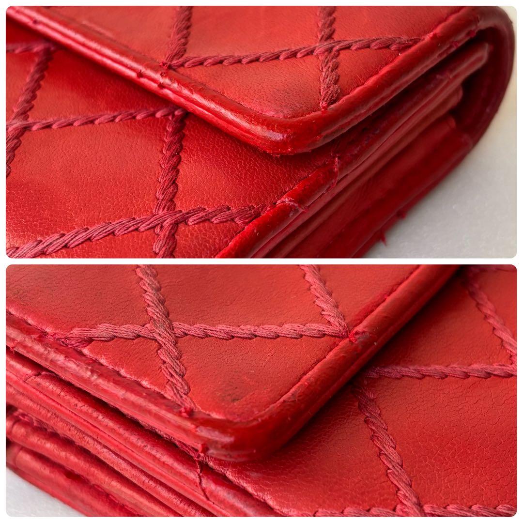 シャネル A80142 ウォレット　ココマーク　レザー赤　レッド　長財布 19番