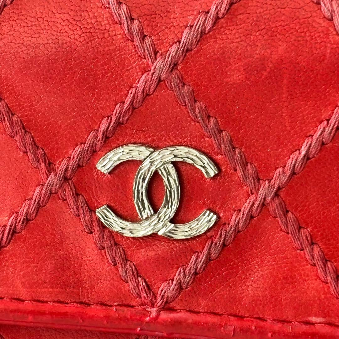 シャネル A80142 ウォレット　ココマーク　レザー赤　レッド　長財布 19番