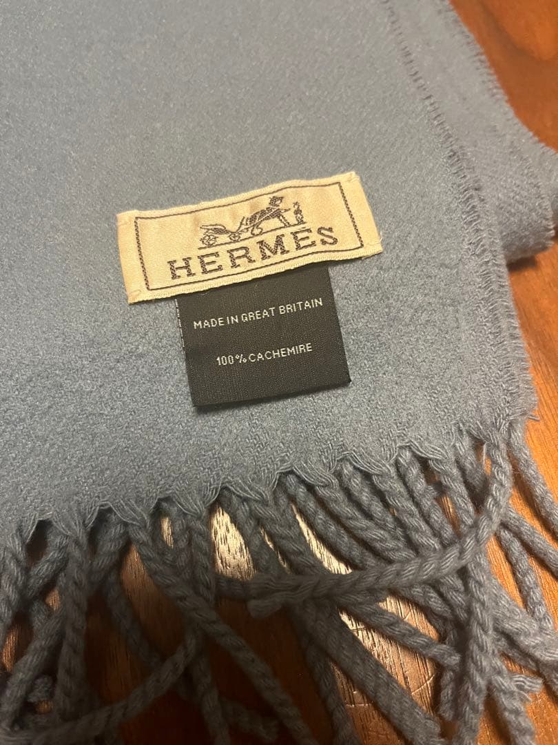 HERMES 100%カシミヤ マフラー グレー