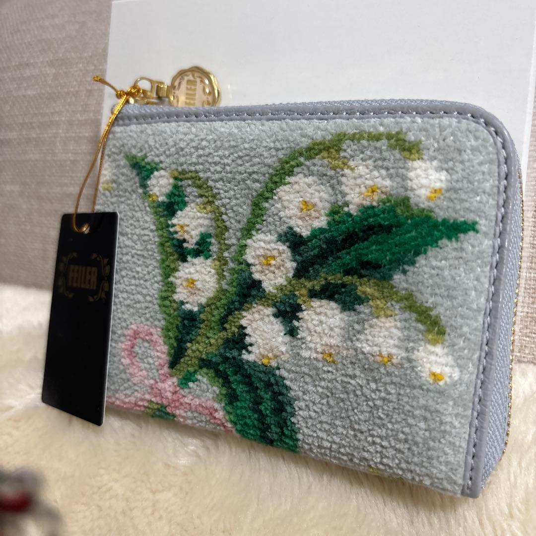 のり新品　フェイラーピュールミュゲ　L字型ファスナー財布　シェニール織