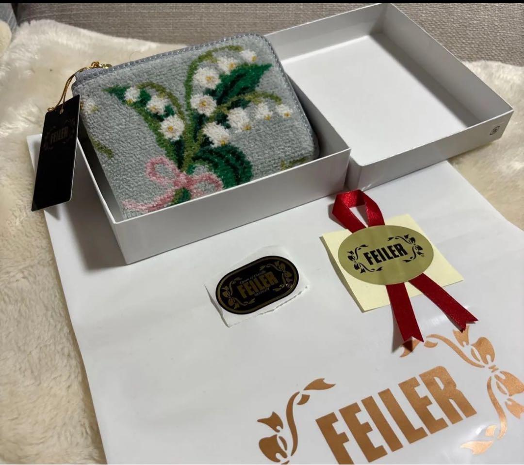 のり新品　フェイラーピュールミュゲ　L字型ファスナー財布　シェニール織