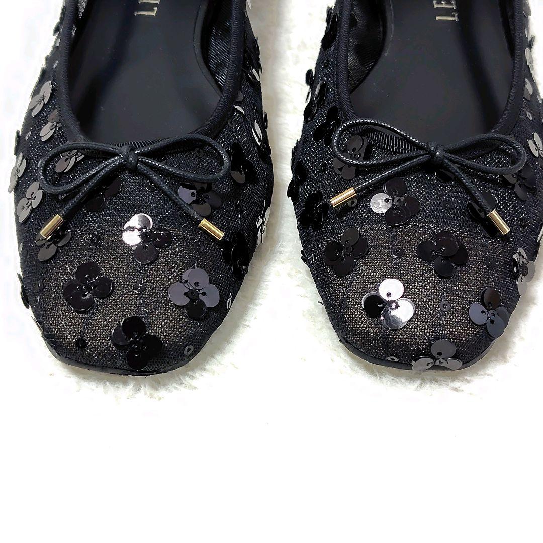 未使用級美品　ルタロン　フラワースパンコールバレエ　フラット　黒　日本製
