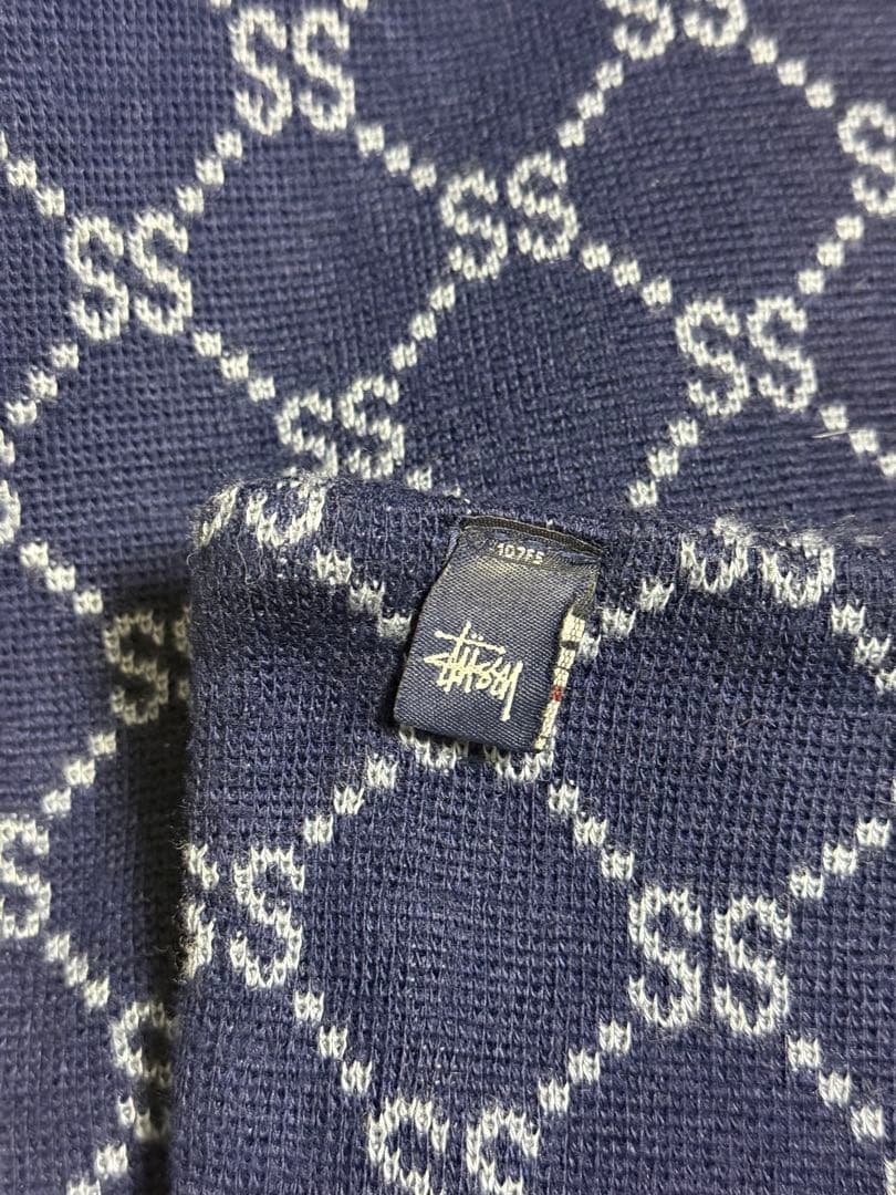 Stussy ネイビー ロゴマフラー ステューシー OLD モノグラム