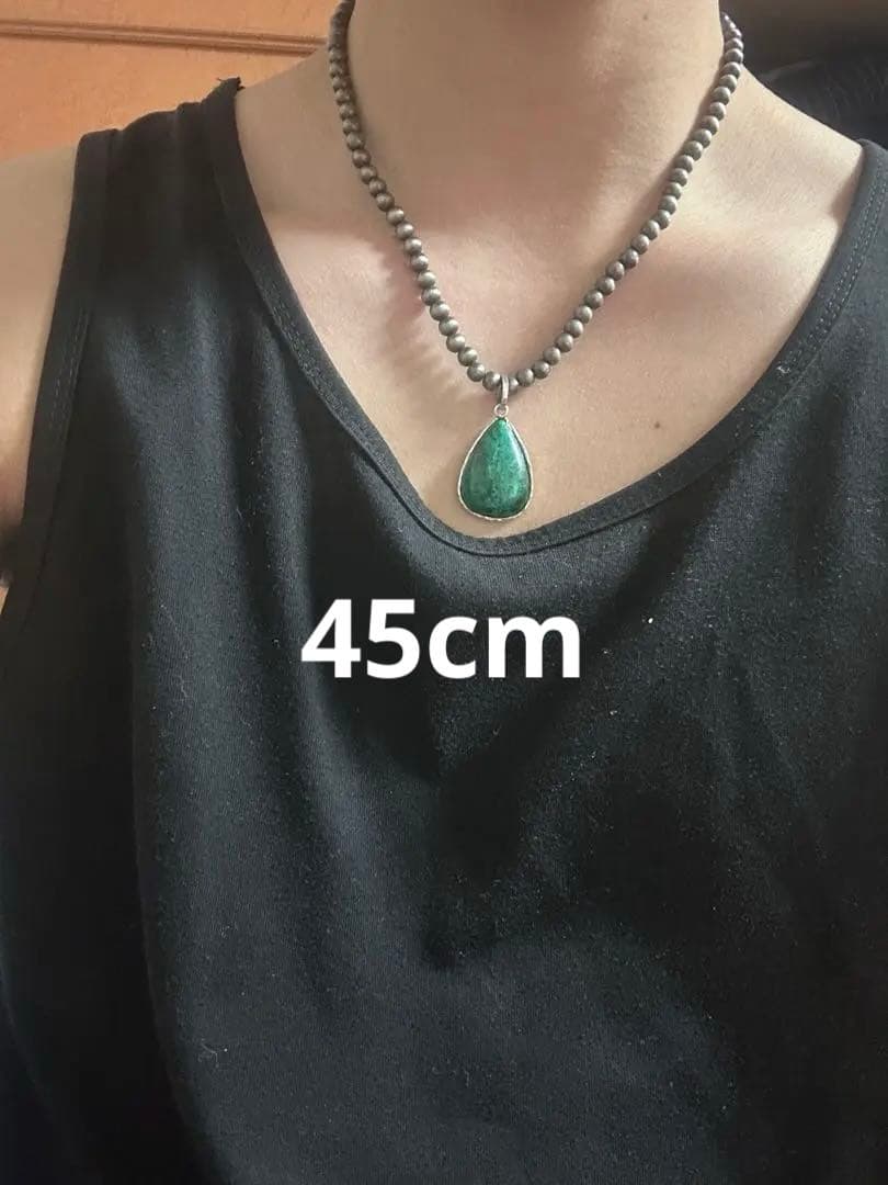 あ*様 ターコイズ × シルバー925刻印ペンダントトップ ＋チェーン付き　ナバ