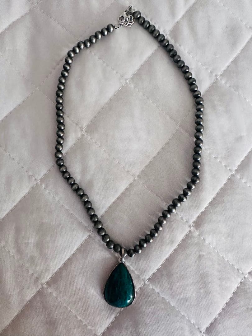 あ*様 ターコイズ × シルバー925刻印ペンダントトップ ＋チェーン付き　ナバ