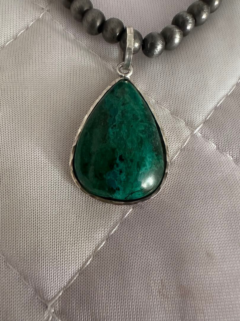 あ*様 ターコイズ × シルバー925刻印ペンダントトップ ＋チェーン付き　ナバ