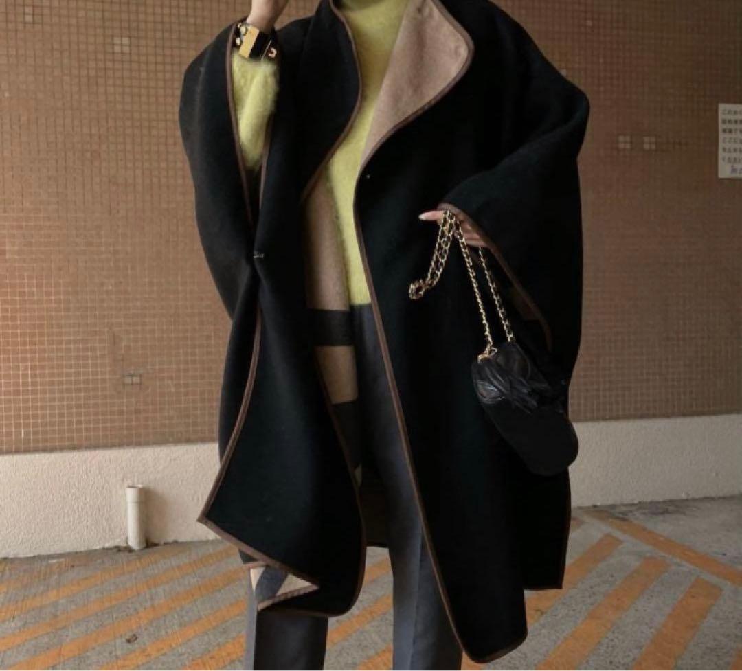 【21日のみsale価格】Ameri アメリリバーシブルポンチョコート美品