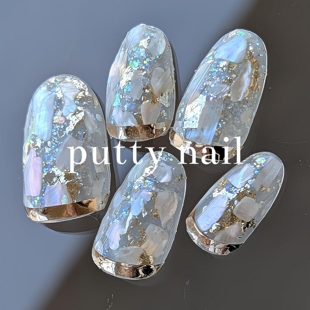 ネイルチップ 現品 オーダー　夏 キラキラ 大人かわいい ブライダル 透け感
