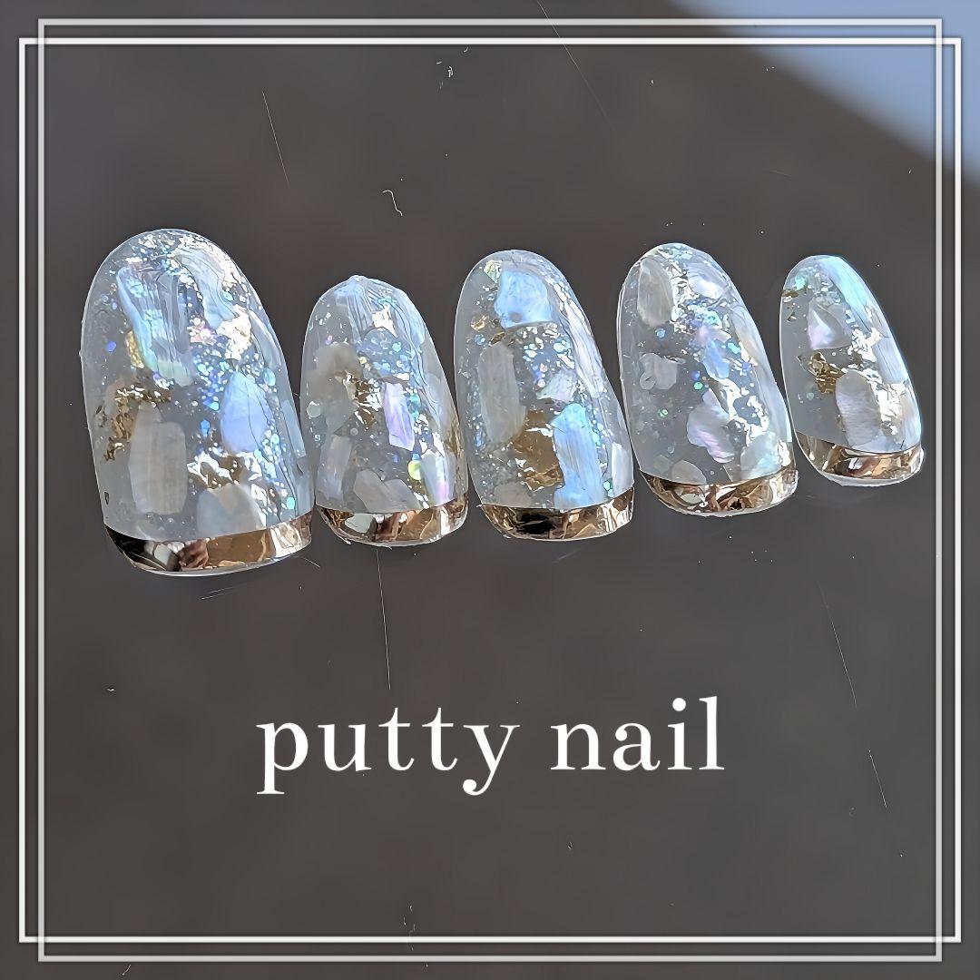 ネイルチップ 現品 オーダー　夏 キラキラ 大人かわいい ブライダル 透け感