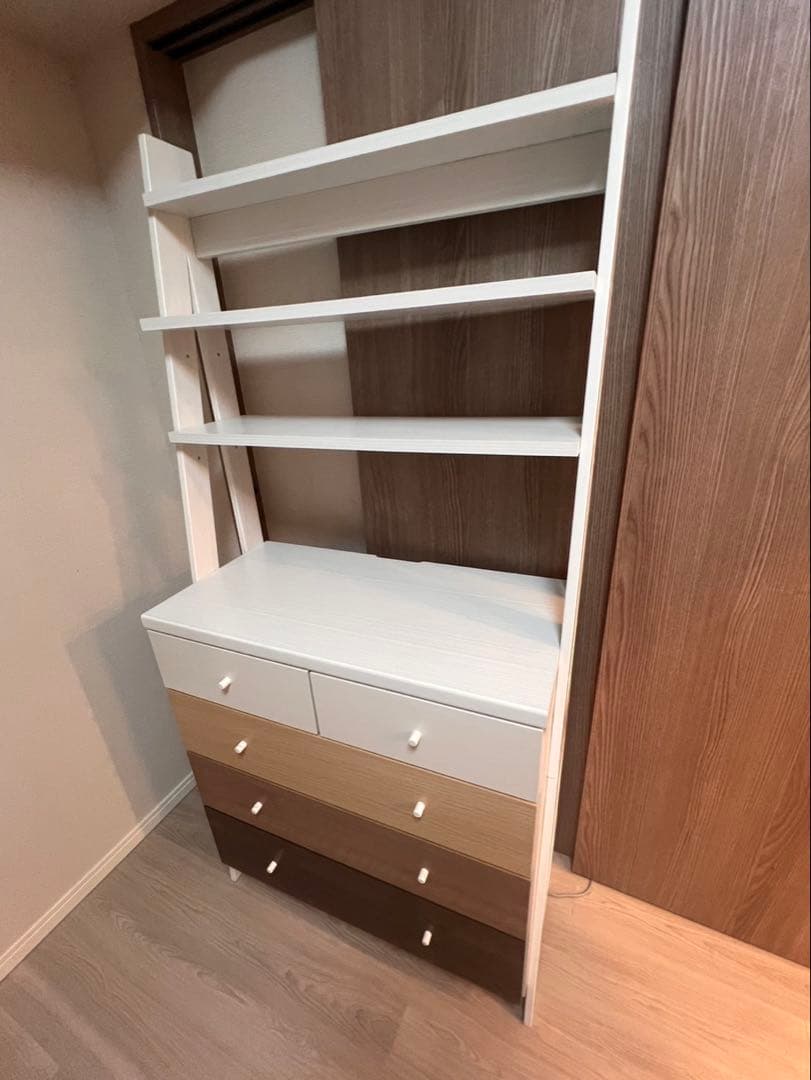 木製キャビネット ホワイト・ブラウン 収納