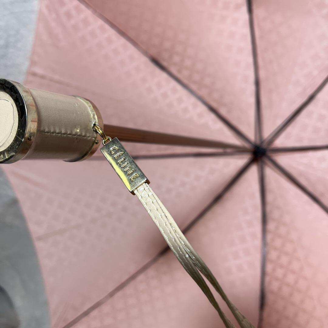 未使用品 CELINE セリーヌ 折り畳み傘 ベビーピンクカラー マカダム柄