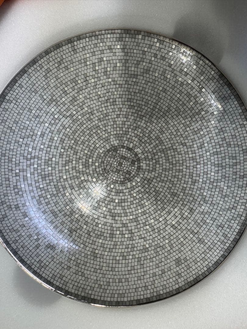 HERMES エルメス パンプレート　モザイク24 プラチナ　2枚セット　食器