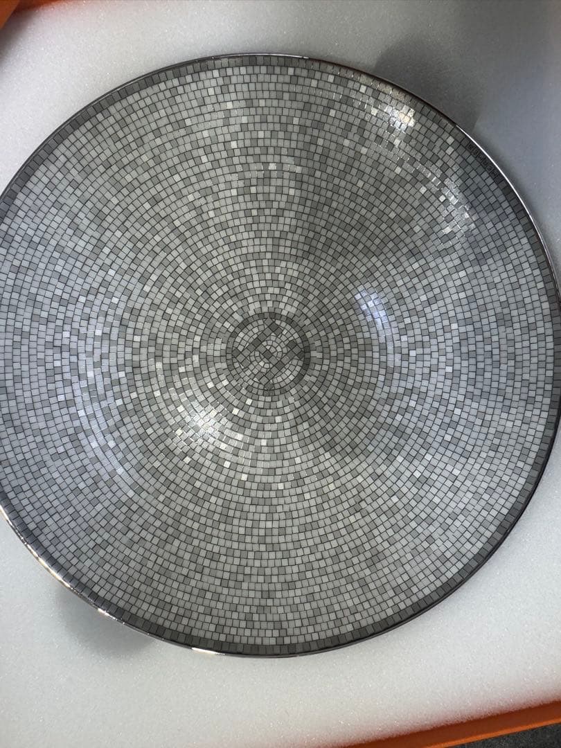 HERMES エルメス パンプレート　モザイク24 プラチナ　2枚セット　食器