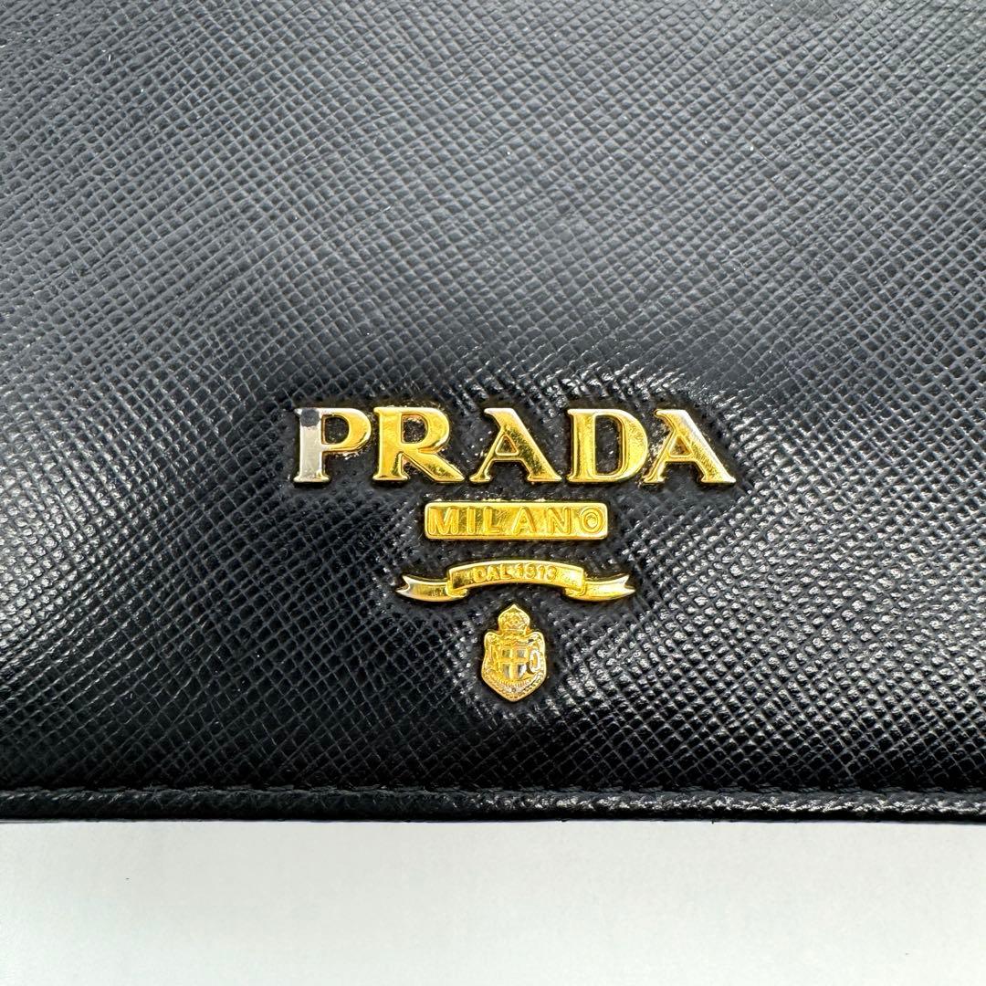 PRADA 二つ折り財布 バイカラー サフィアーノ メタル 黒