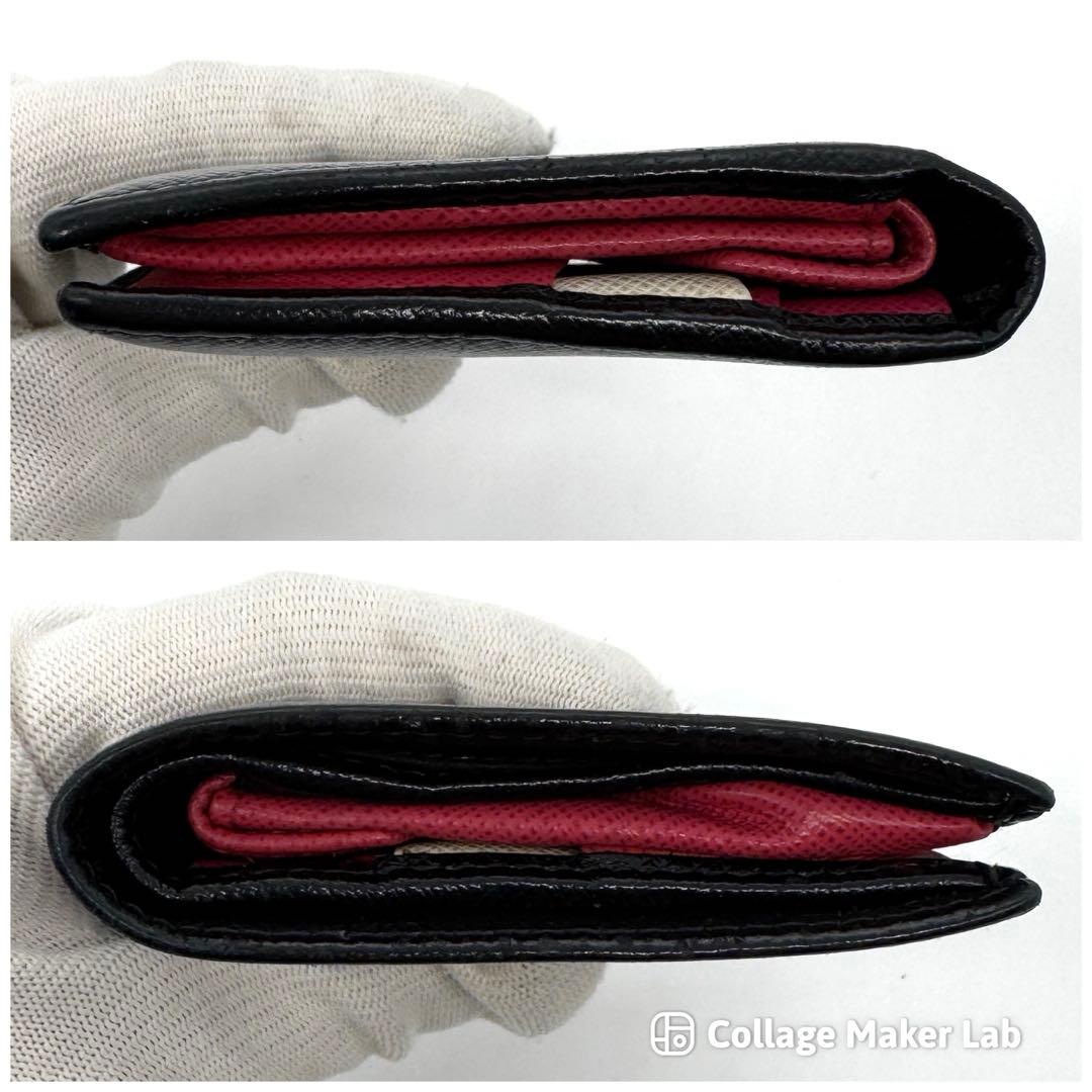 PRADA 二つ折り財布 バイカラー サフィアーノ メタル 黒