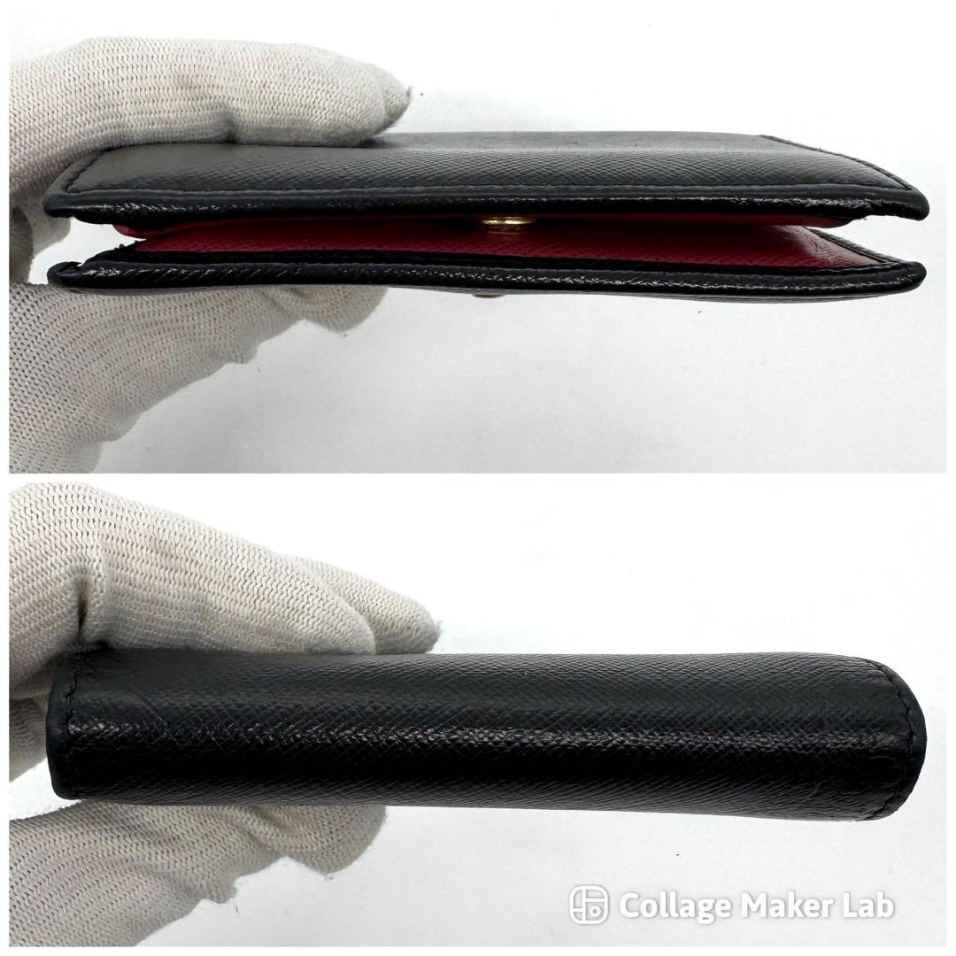 PRADA 二つ折り財布 バイカラー サフィアーノ メタル 黒