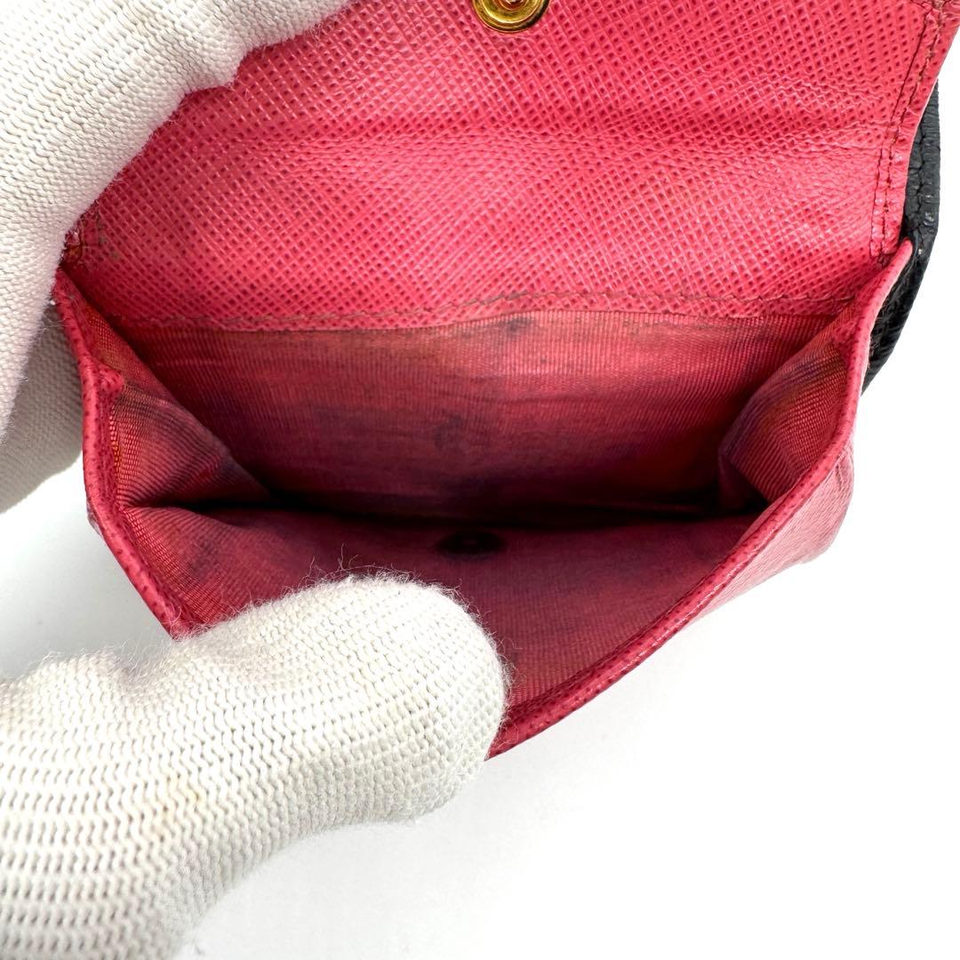 PRADA 二つ折り財布 バイカラー サフィアーノ メタル 黒