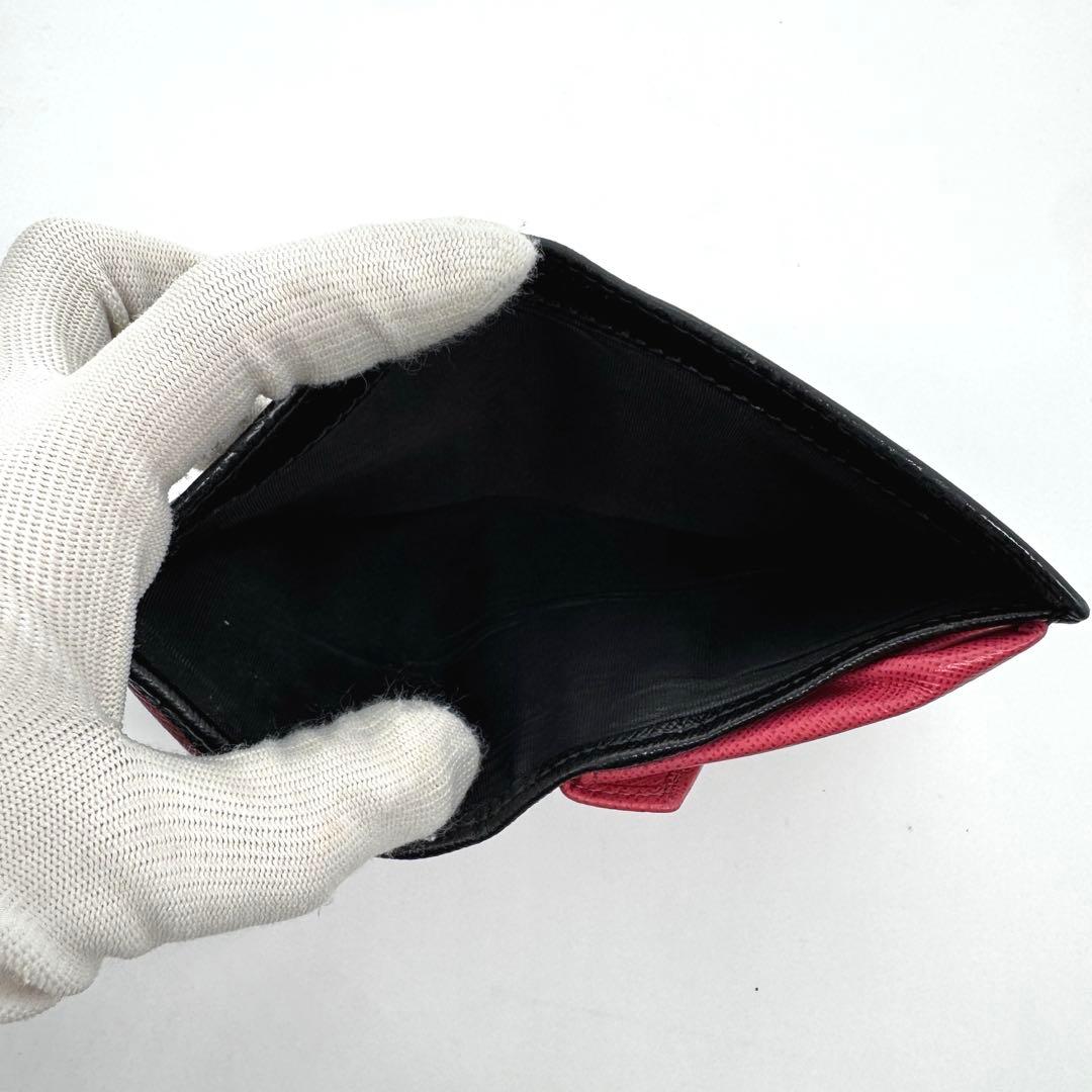 PRADA 二つ折り財布 バイカラー サフィアーノ メタル 黒