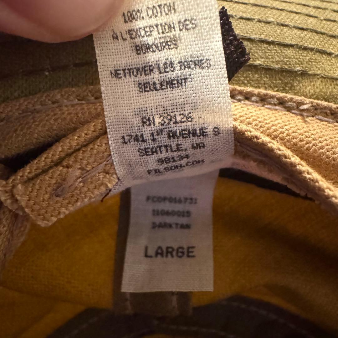 美品 Lサイズ FILSON ティンクロス パッカー ハット ダークタン