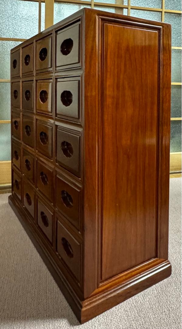 【良品】 高級家具 花梨 薬箪笥 唐木 無垢材 薬棚 小引き出し20杯