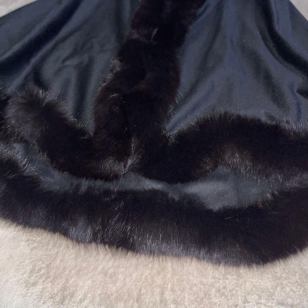 《美品》ツカキ カシミア100% ファー ポンチョ ケープ 高級 上質