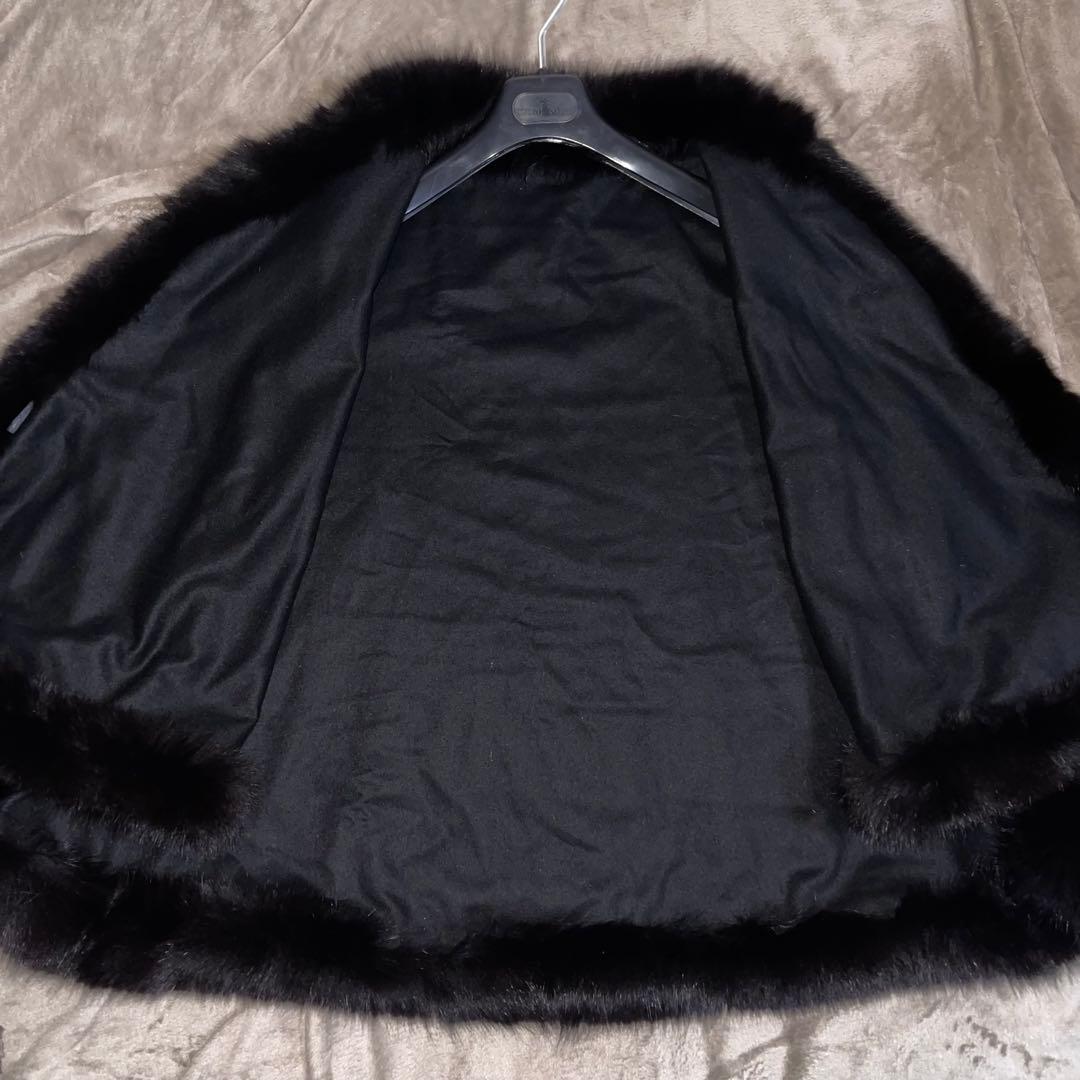 《美品》ツカキ カシミア100% ファー ポンチョ ケープ 高級 上質