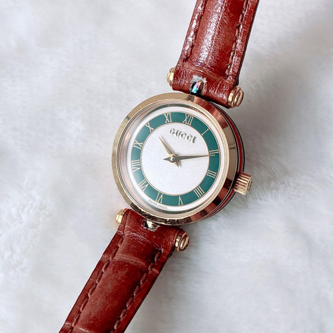 グッチ gucci レディース腕時計 シェリーライン レザー ゴールド 稼働品