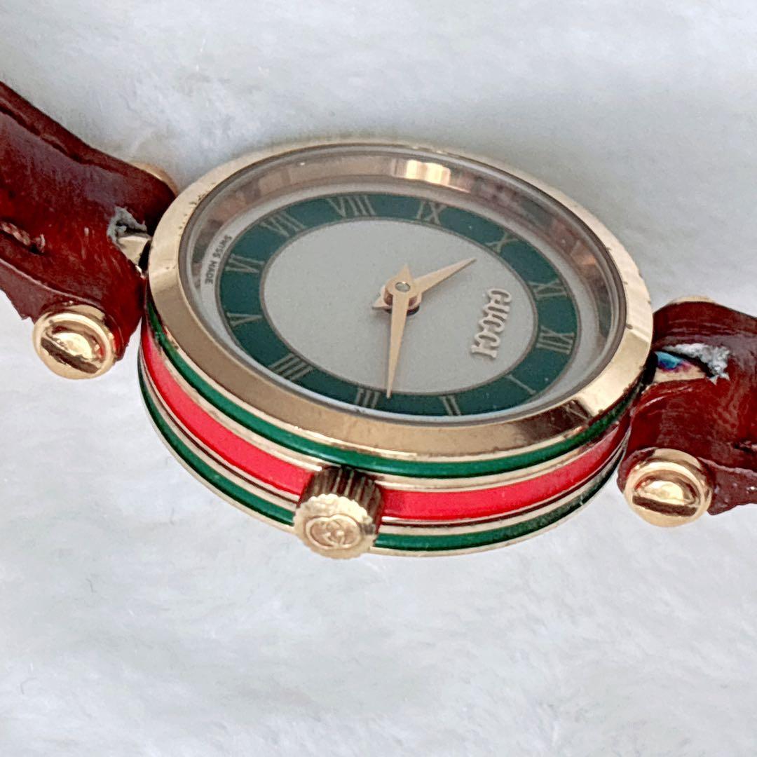 グッチ gucci レディース腕時計 シェリーライン レザー ゴールド 稼働品