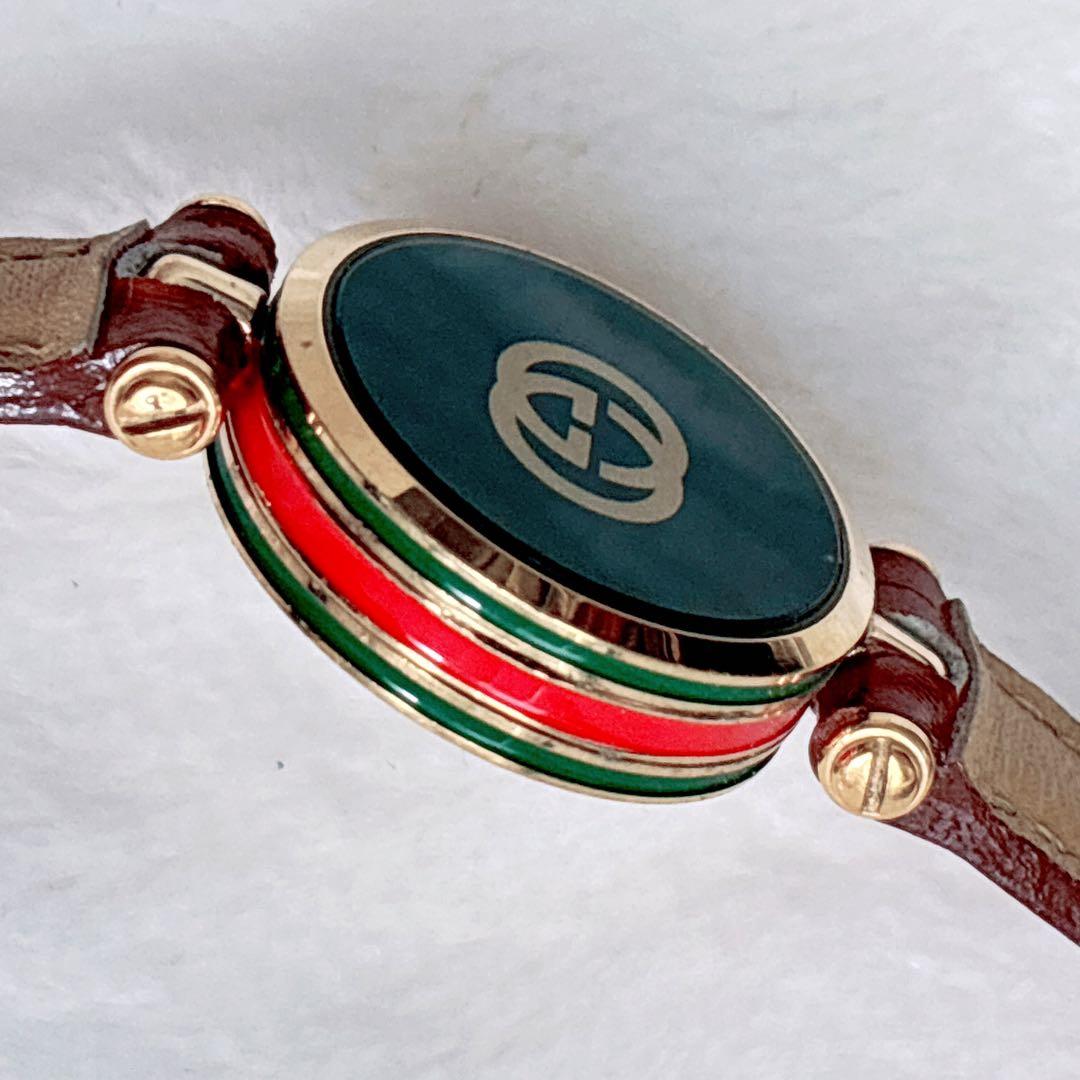 グッチ gucci レディース腕時計 シェリーライン レザー ゴールド 稼働品