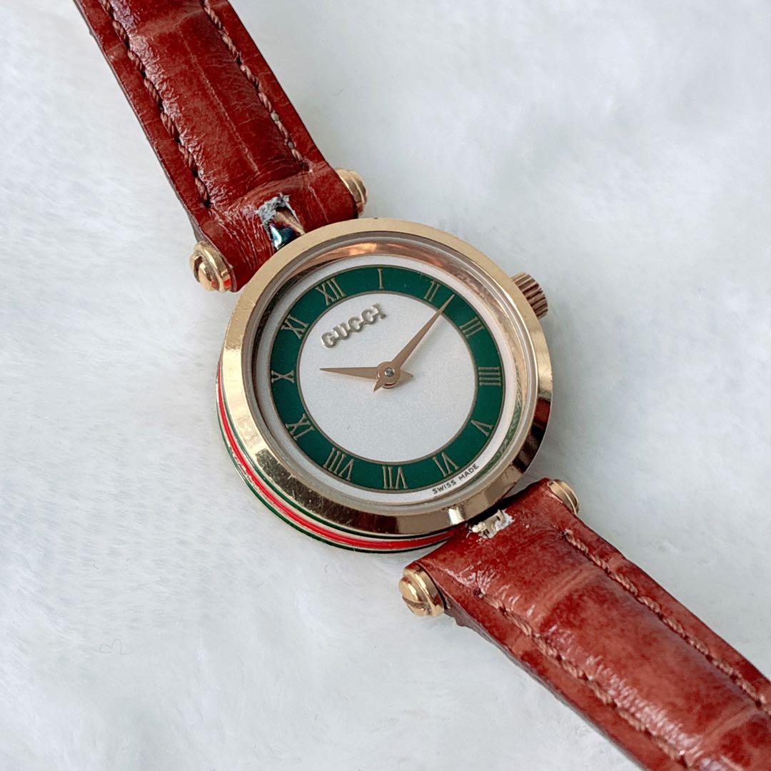 グッチ gucci レディース腕時計 シェリーライン レザー ゴールド 稼働品