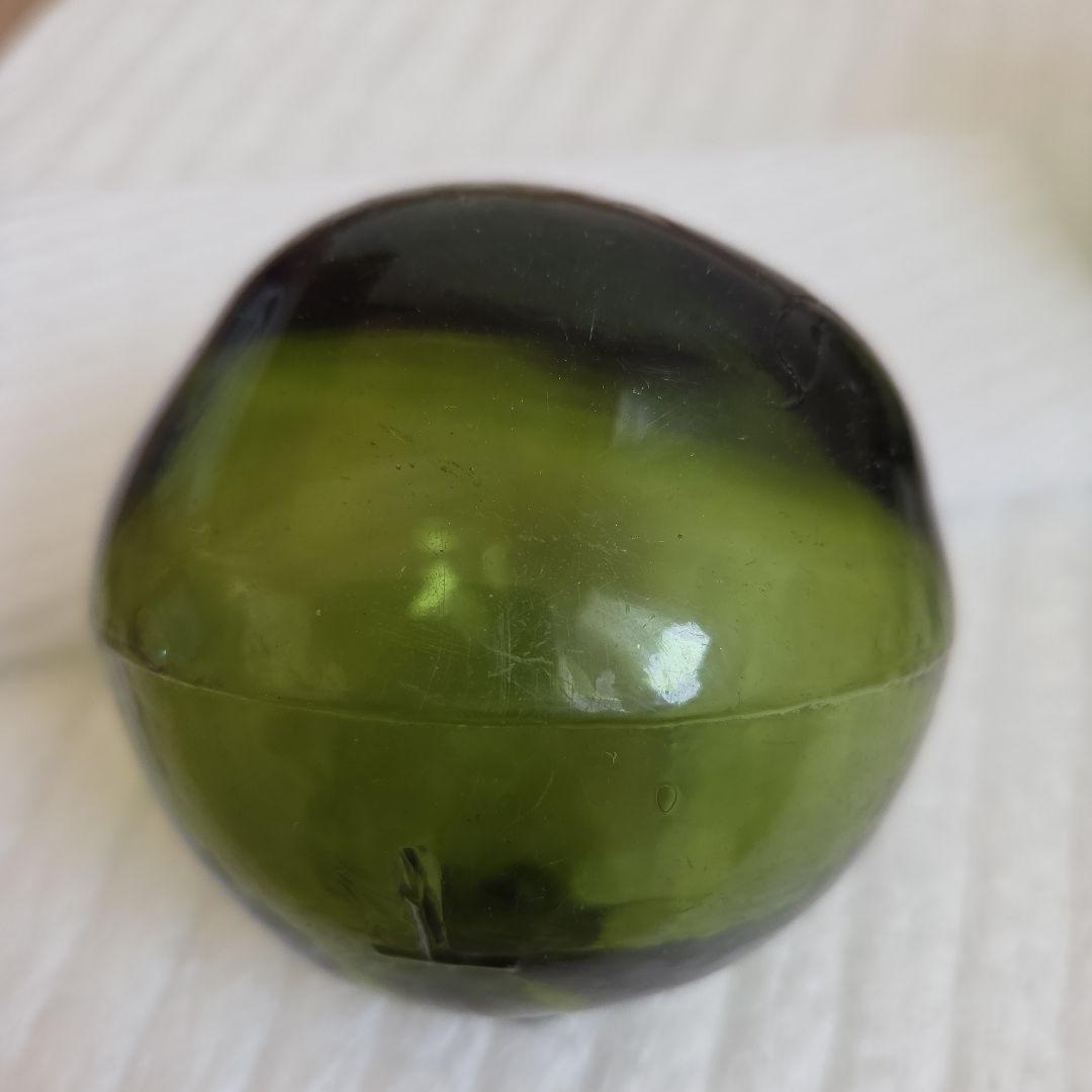 ガラス浮き玉 緑２ 青ボタン